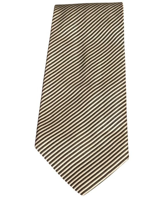 Neiman Marcus Other - Neiman Marcus 100% Silk Mens Necktie Chocolate Brown Tan Diagonal Repp Stripe